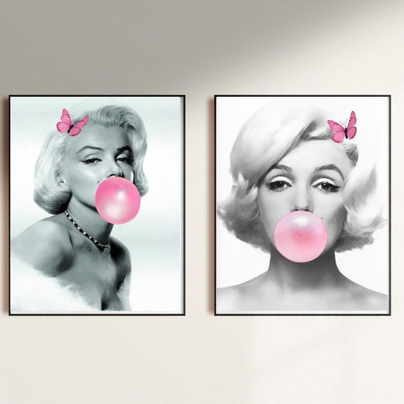 COPY - Marilyn Monroe Framed Pink Bubble gum Art Set quality prints 11x8.5 - Picture 1 of 1